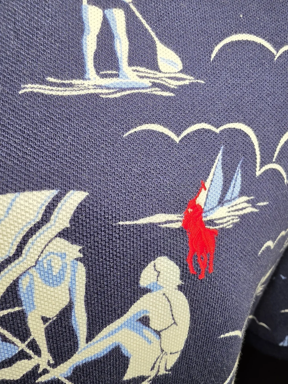 Polo by Ralph Lauren Navy Blue Surf-Print Polo